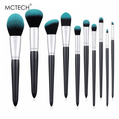 MCtech Cheap green 10pcs Makeup Brush Set With Bag Pouch